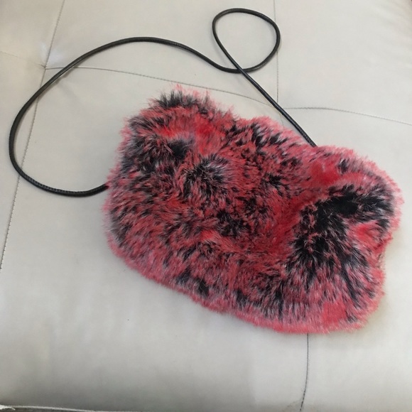 Rare Furry Red and Black Combination Purse and Handmuff - Picture 1 of 4